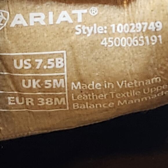 Ariat Cruiser Moc Slip On Shoes Loafer Women Size 7.5B Brown Leather Camo Canvas - Picture 5 of 8